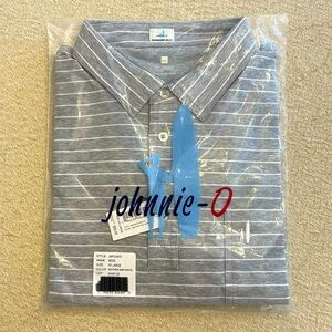 Johnnie-O gray/white polo NWT